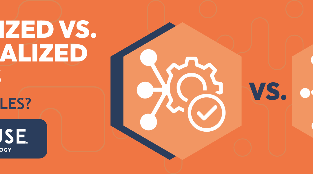 Powerhouse banner showing Centralized vs Decentralized service icons on orange background with headline ‘Which One Scales?